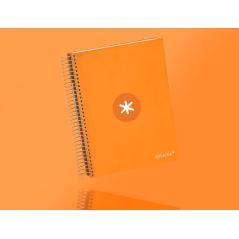 Cuaderno espiral liderpapel a5 micro antartik tapa forrada120h 100 gr cuadro 5mm 5 banda6 taladros color mostaza