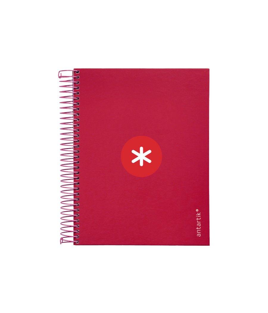 Cuaderno espiral liderpapel a5 micro antartik tapa forrada120h 100 gr cuadro 5mm 5 banda6 taladros color frambuesa