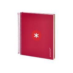 Cuaderno espiral liderpapel a5 micro antartik tapa forrada120h 100 gr cuadro 5mm 5 banda6 taladros color frambuesa