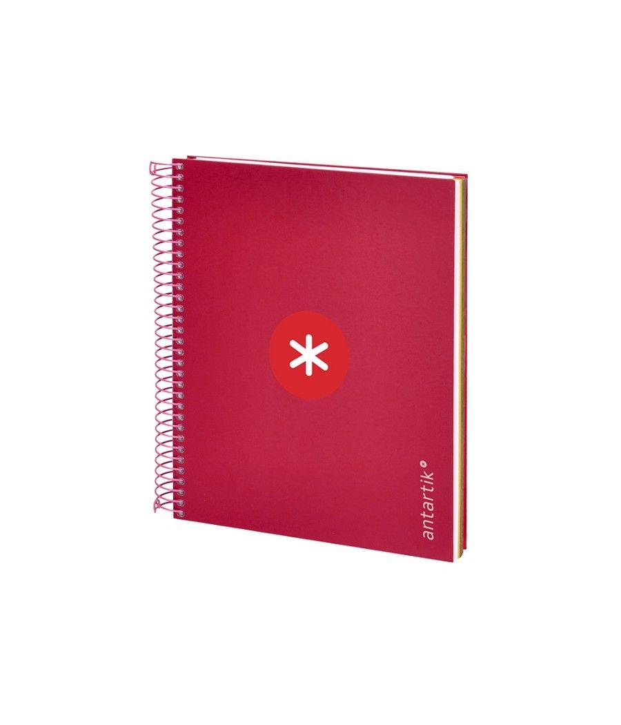 Cuaderno espiral liderpapel a5 micro antartik tapa forrada120h 100 gr cuadro 5mm 5 banda6 taladros color frambuesa