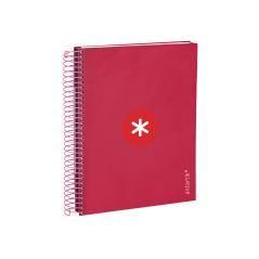 Cuaderno espiral liderpapel a5 micro antartik tapa forrada120h 100 gr cuadro 5mm 5 banda6 taladros color frambuesa