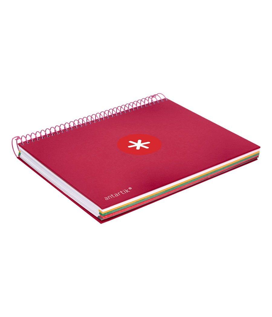 Cuaderno espiral liderpapel a5 micro antartik tapa forrada120h 100 gr cuadro 5mm 5 banda6 taladros color frambuesa