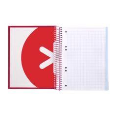 Cuaderno espiral liderpapel a5 micro antartik tapa forrada120h 100 gr cuadro 5mm 5 banda6 taladros color frambuesa