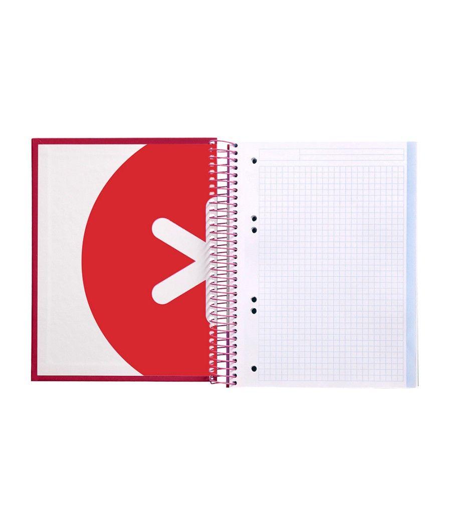 Cuaderno espiral liderpapel a5 micro antartik tapa forrada120h 100 gr cuadro 5mm 5 banda6 taladros color frambuesa