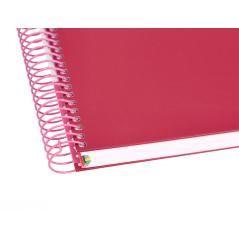 Cuaderno espiral liderpapel a5 micro antartik tapa forrada120h 100 gr cuadro 5mm 5 banda6 taladros color frambuesa