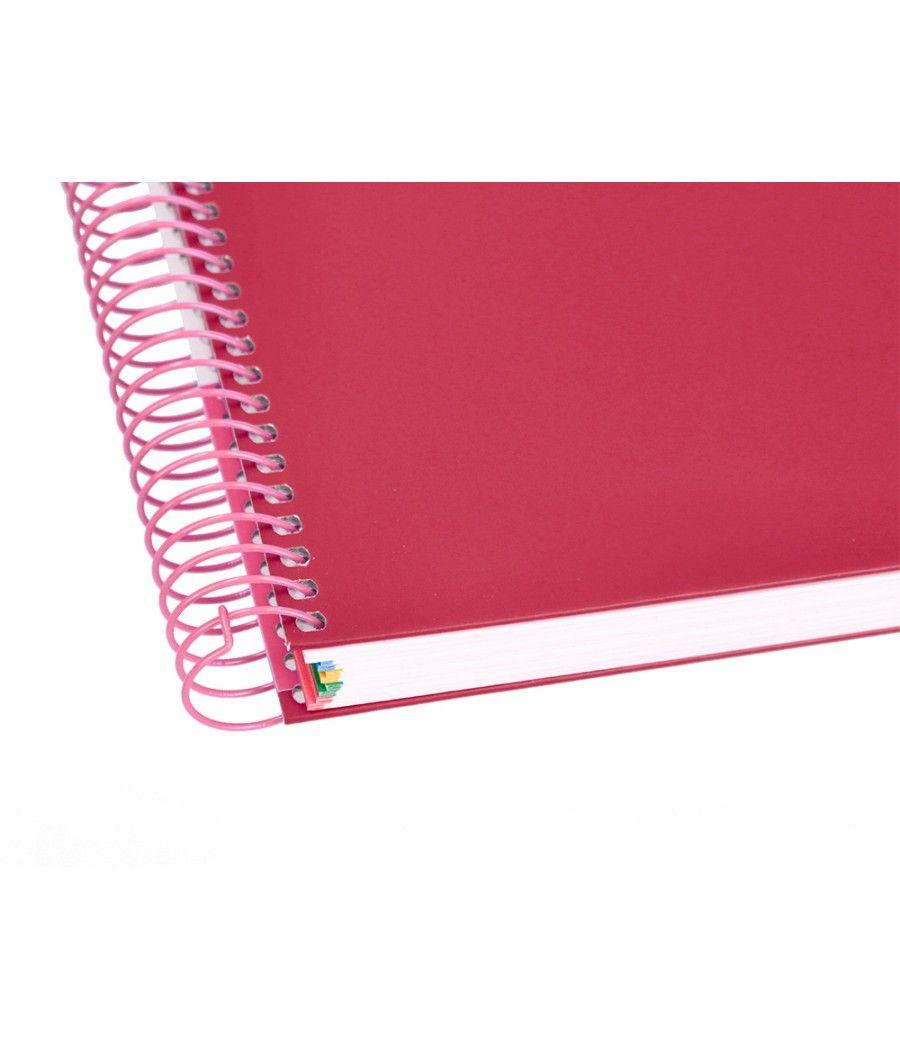 Cuaderno espiral liderpapel a5 micro antartik tapa forrada120h 100 gr cuadro 5mm 5 banda6 taladros color frambuesa