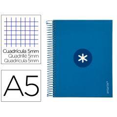 Cuaderno espiral liderpapel a5 micro antartik tapa forrada120h 100 gr cuadro 5mm 5 banda6 taladros color azul oscuro