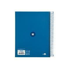 Cuaderno espiral liderpapel a5 micro antartik tapa forrada120h 100 gr cuadro 5mm 5 banda6 taladros color azul oscuro