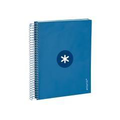 Cuaderno espiral liderpapel a5 micro antartik tapa forrada120h 100 gr cuadro 5mm 5 banda6 taladros color azul oscuro