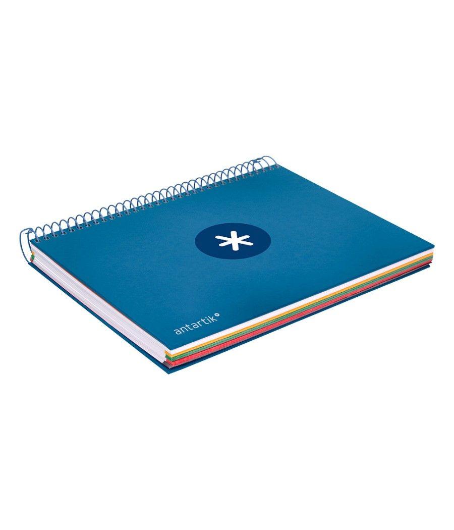 Cuaderno espiral liderpapel a5 micro antartik tapa forrada120h 100 gr cuadro 5mm 5 banda6 taladros color azul oscuro