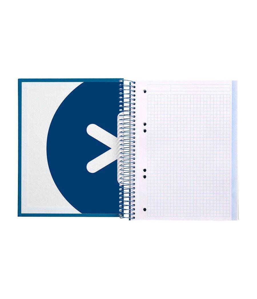 Cuaderno espiral liderpapel a5 micro antartik tapa forrada120h 100 gr cuadro 5mm 5 banda6 taladros color azul oscuro