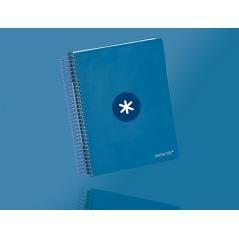 Cuaderno espiral liderpapel a5 micro antartik tapa forrada120h 100 gr cuadro 5mm 5 banda6 taladros color azul oscuro