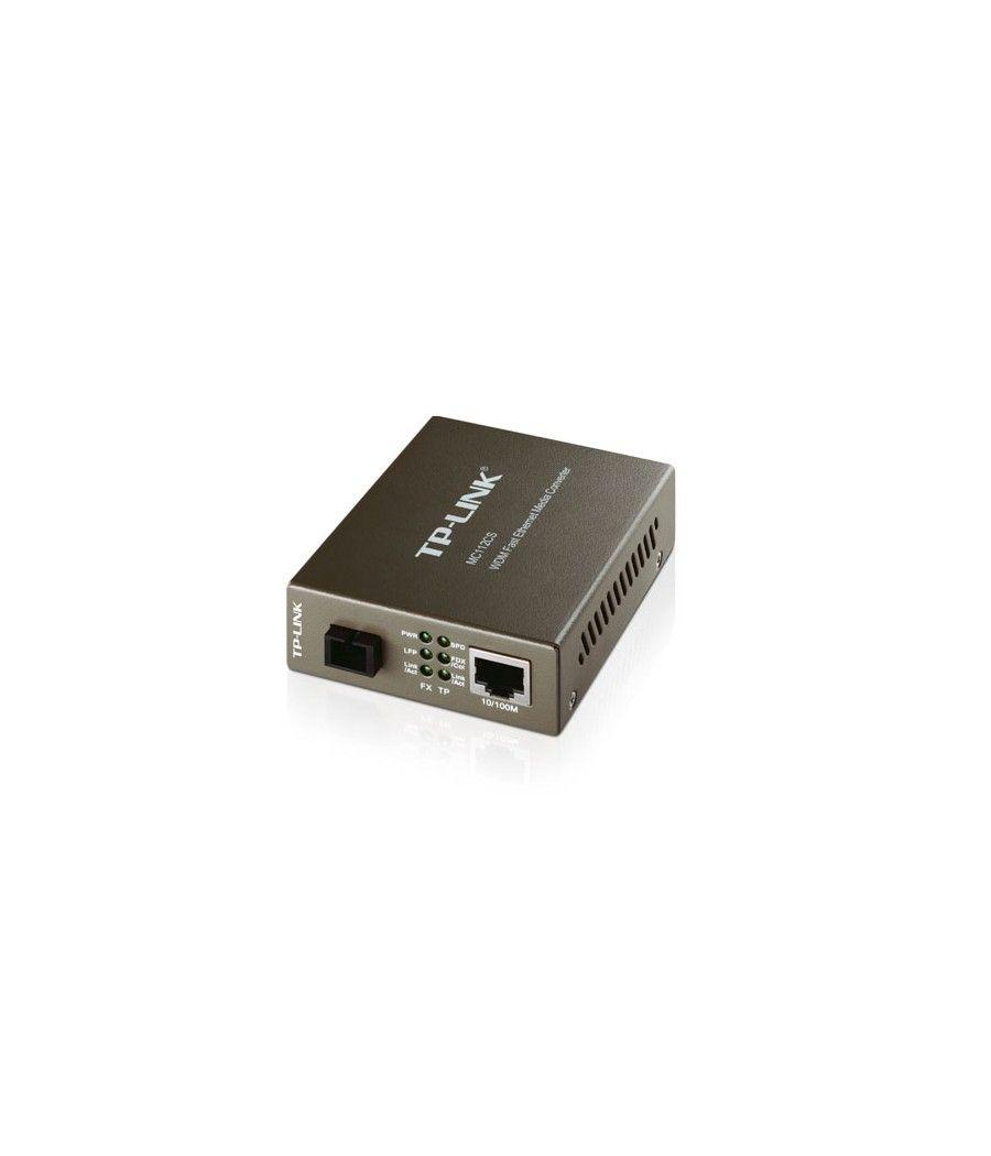 Convertidor fibra tp-link mc112cs rj45 eth a fibra monomodo sc tx:1310nm, rx:1550nm fullduplex hasta 20km montaje en chasis