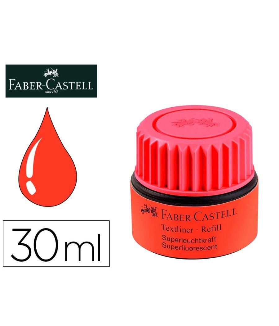 Tinta rotulador faber castell textliner fluorescente 1549 con sistema capilar color rojo frasco de 30 ml