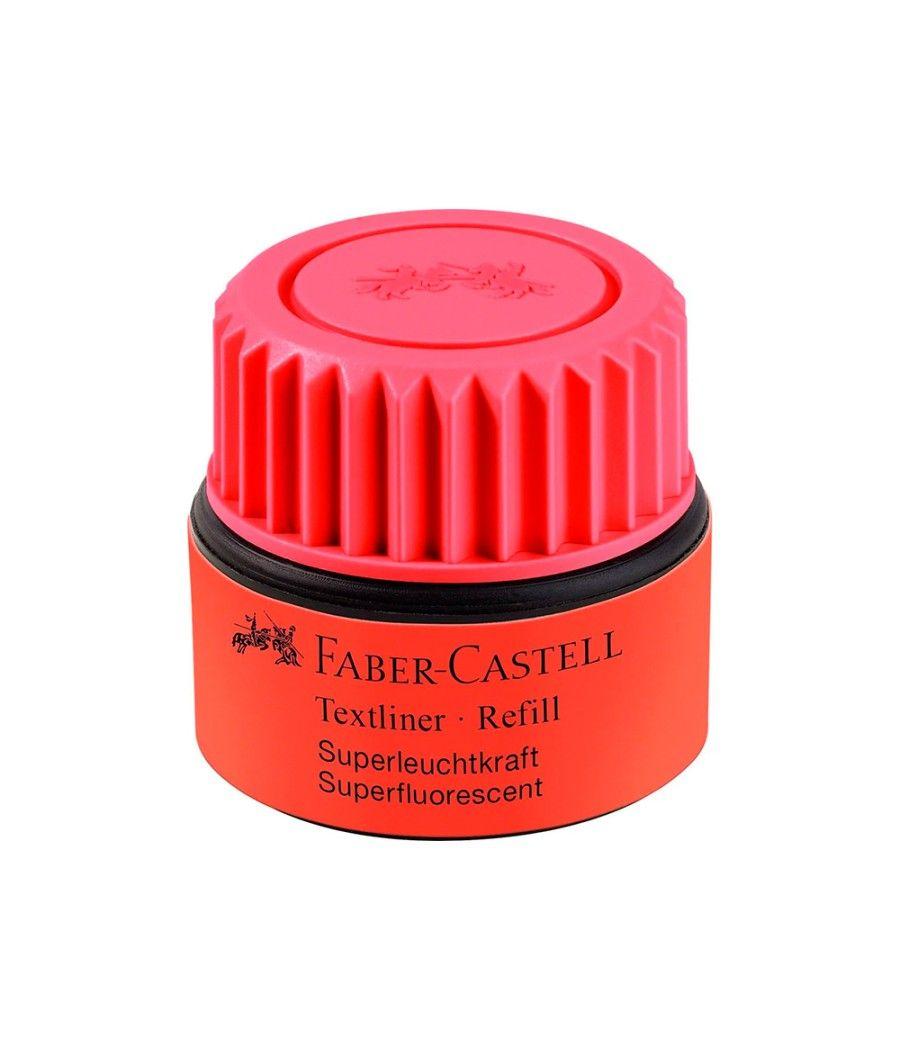 Tinta rotulador faber castell textliner fluorescente 1549 con sistema capilar color rojo frasco de 30 ml