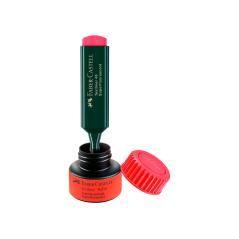 Tinta rotulador faber castell textliner fluorescente 1549 con sistema capilar color rojo frasco de 30 ml