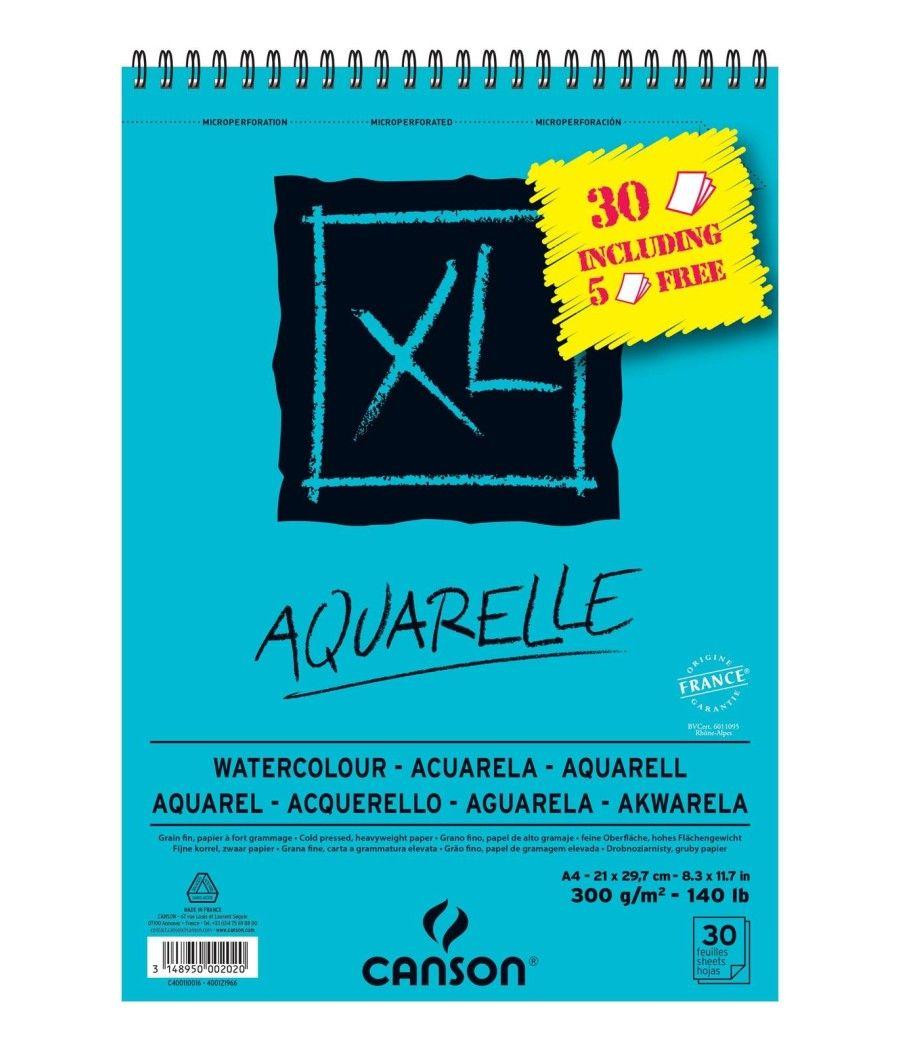 Canson bloc acuarela aquarelle fino xl espiral 25 + 5(gratis) hojas 300gr 21x29,7cm -