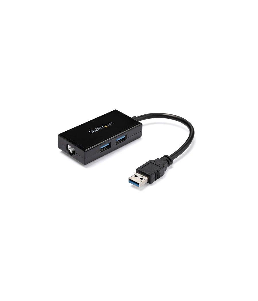 StarTech.com Adaptador de Red Ethernet Gigabit Externo USB 3.0 con Concentrador Incorporado de 2 Puertos USB - Imagen 1