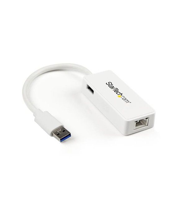 StarTech.com Adaptador Tarjeta de Red NIC Externa USB 3.0 de 1 Puerto Gigabit Ethernet RJ45 y Puerto USB - Blanco - Imagen 1