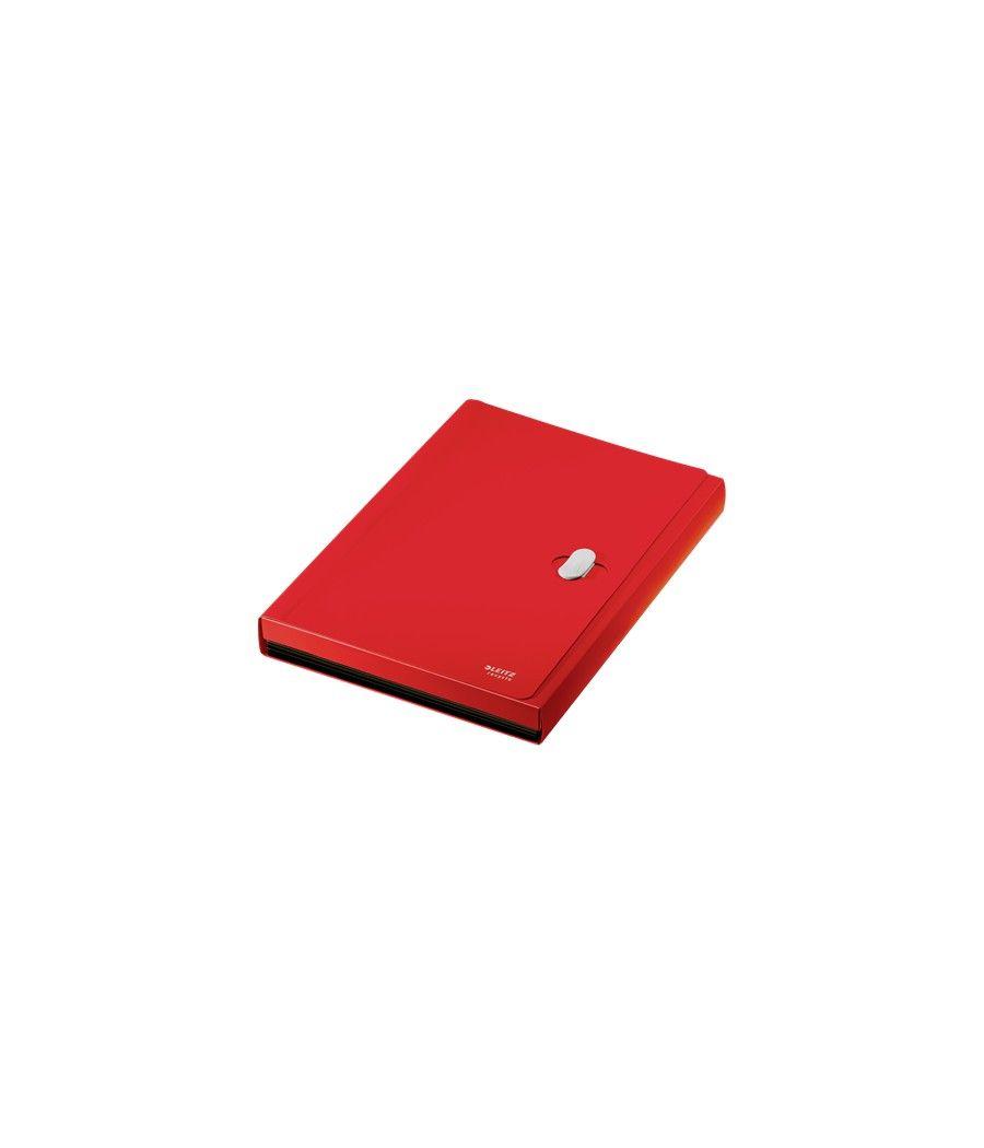 Carpeta polipropileno acordeon 5 posiciones+bolsillo frontal broche giratorio a4 recycle rojo leitz 46240025