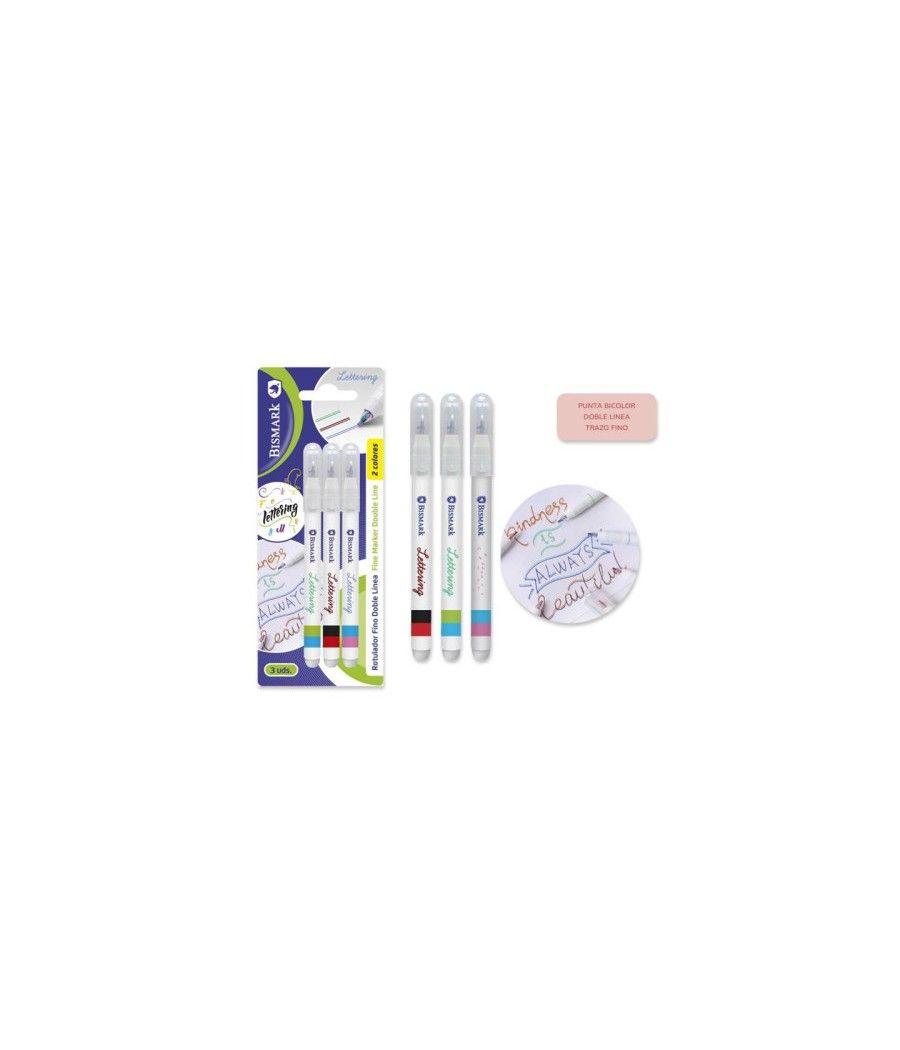 Set 3 rotuladores lettering de doble linea bicolor bismark 330009