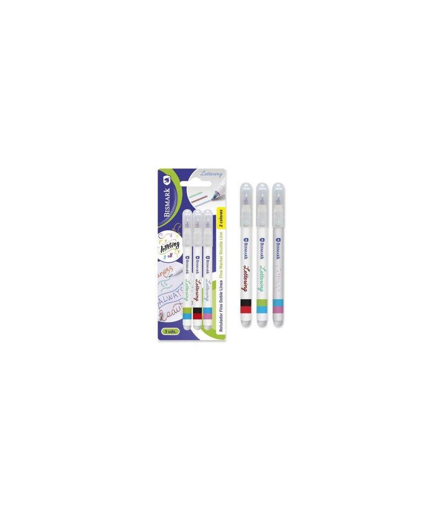 Set 3 rotuladores lettering de doble linea bicolor bismark 330009