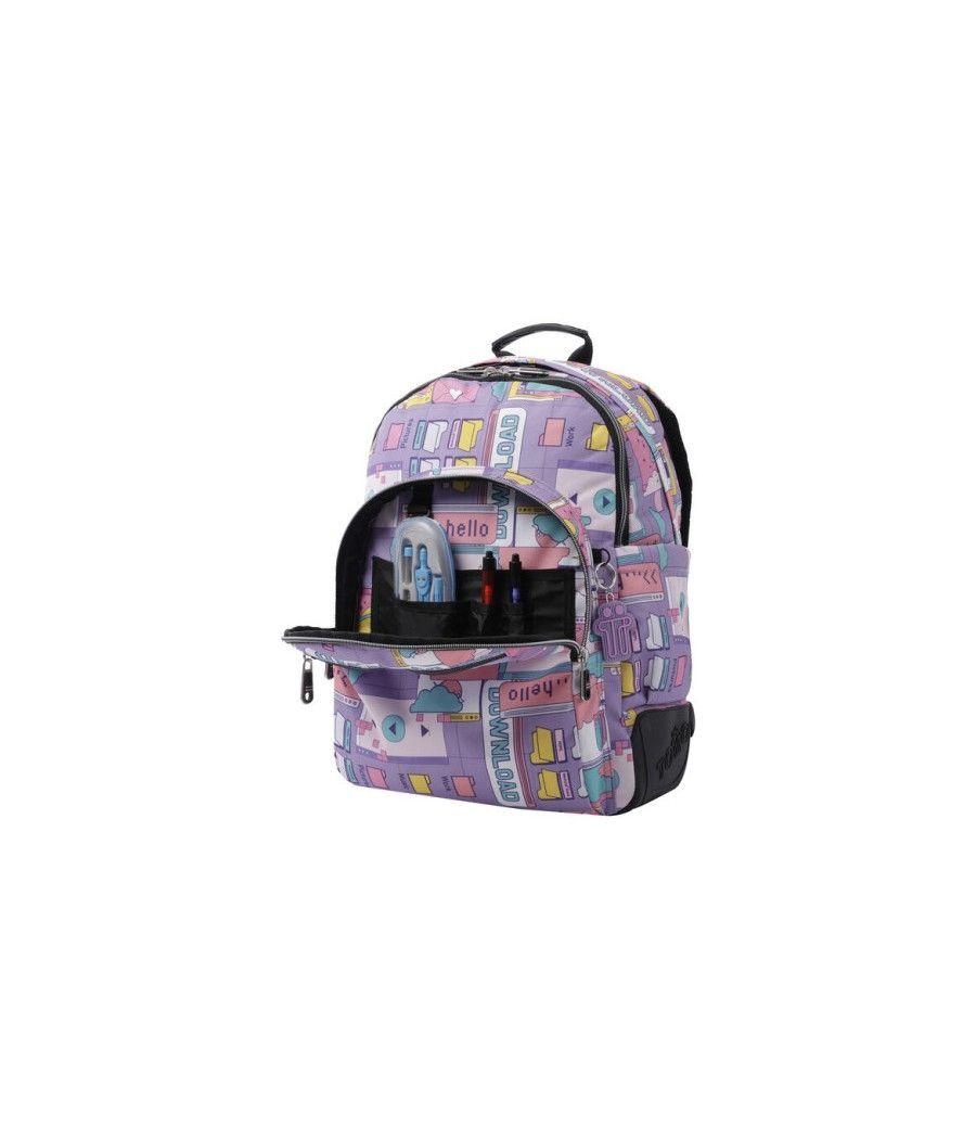 Mochila escolar morado ciber - crayoles totto ma04eco029-2210n-2qi