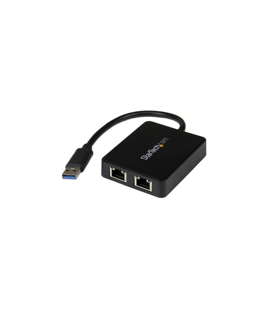 StarTech.com Adaptador Tarjeta de Red NIC Externa USB 3.0 2 Puertos Gigabit Ethernet RJ45 y Puerto USB - Imagen 1