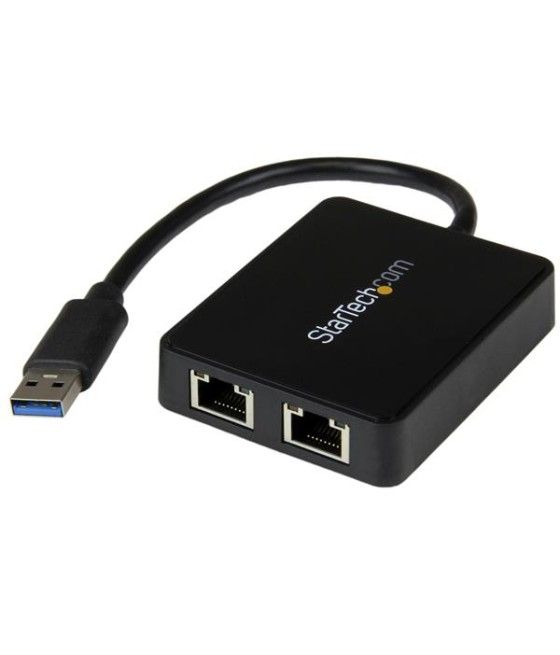 StarTech.com Adaptador Tarjeta de Red NIC Externa USB 3.0 2 Puertos Gigabit Ethernet RJ45 y Puerto USB - Imagen 2