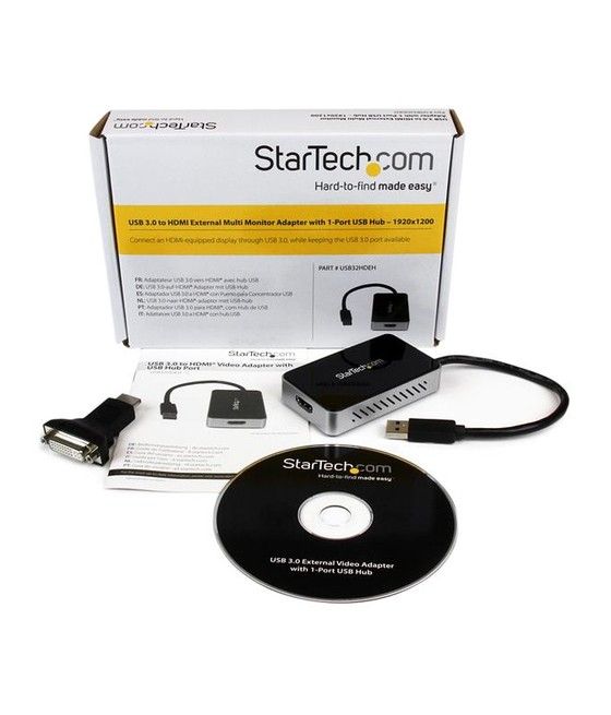 StarTech.com Adaptador de Vídeo Externo USB 3.0 a HDMI con Hub USB 1 Puerto - Tarjeta Gráfica Cable - 1080p - Imagen 5