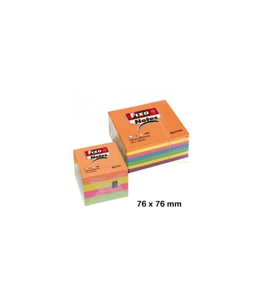 Cubo 400 notas adhesivas 76x76mm neon fixo 65005483