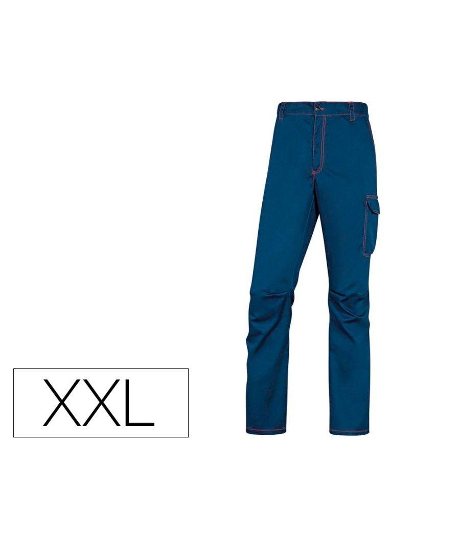 Pantalón de trabajo deltaplus cintura elástica 5 bolsillos color azul marino / naranja talla xxl