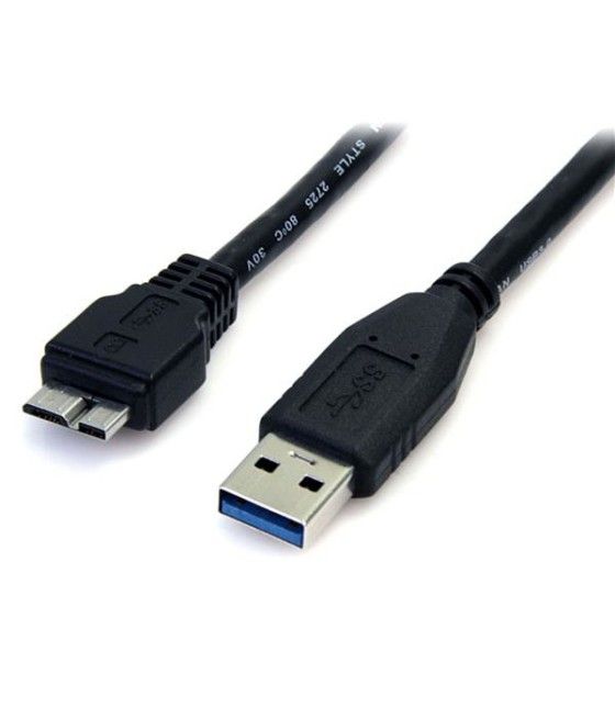 StarTech.com Cable 50cm USB 3.0 Super Speed SS Micro USB B Macho a USB A Macho Adaptador - Negro - Imagen 2
