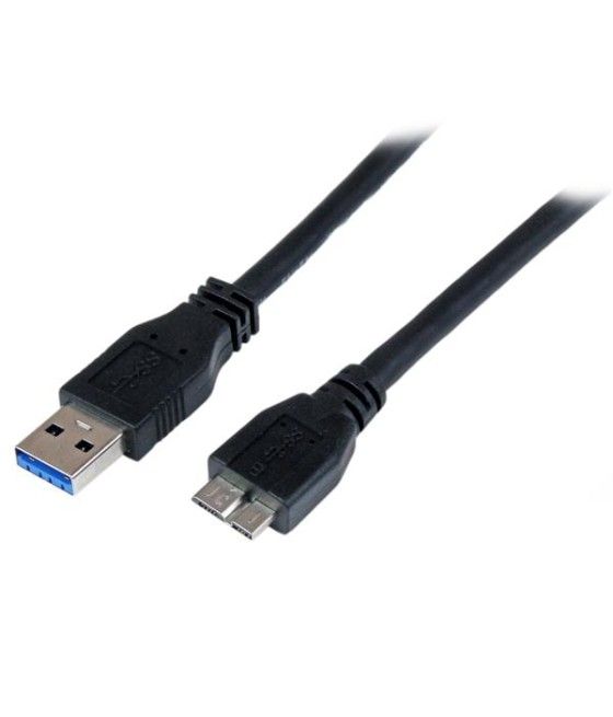 StarTech.com Cable Certificado 1m USB 3.0 Super Speed SS Micro USB B Macho a USB A Macho Adaptador - Negro - Imagen 2
