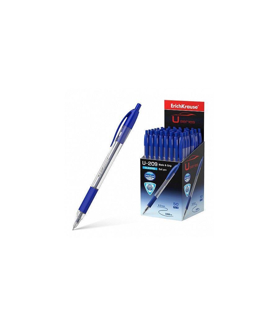 Bolígrafo de bola automático u-209 classic matic&grip, tecnología ultra glide, color tinta azul erich krause 47578 pack 50 unida