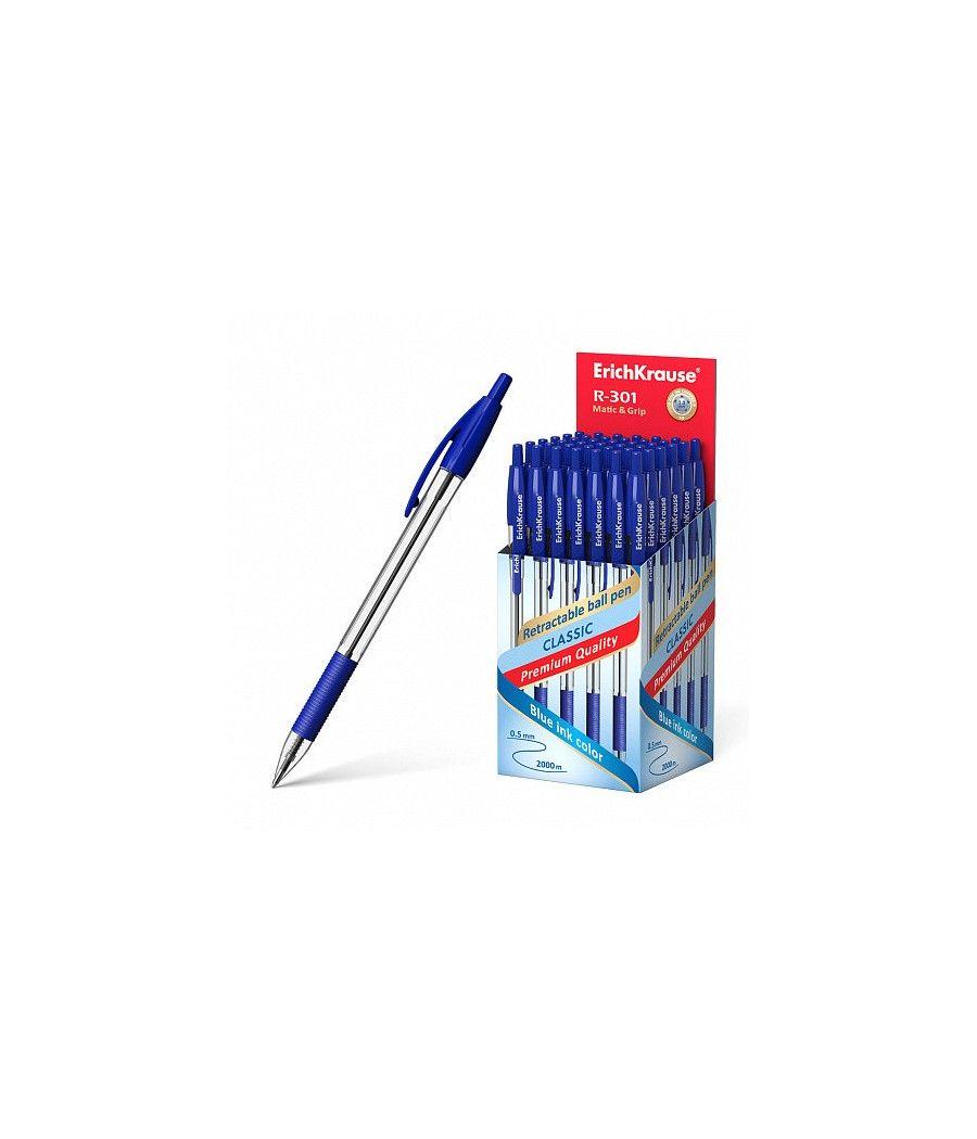 Bolígrafo de bola automático r-301 classic matic&grip 1.0, color de la tinta azul erich krause 46758 pack 50 unidades