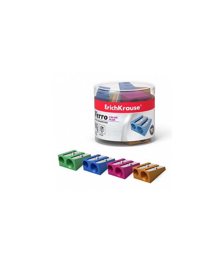 Sacapuntas de aluminio doble ferro color plus, color: surtido erich krause 38015 pack 24 unidades