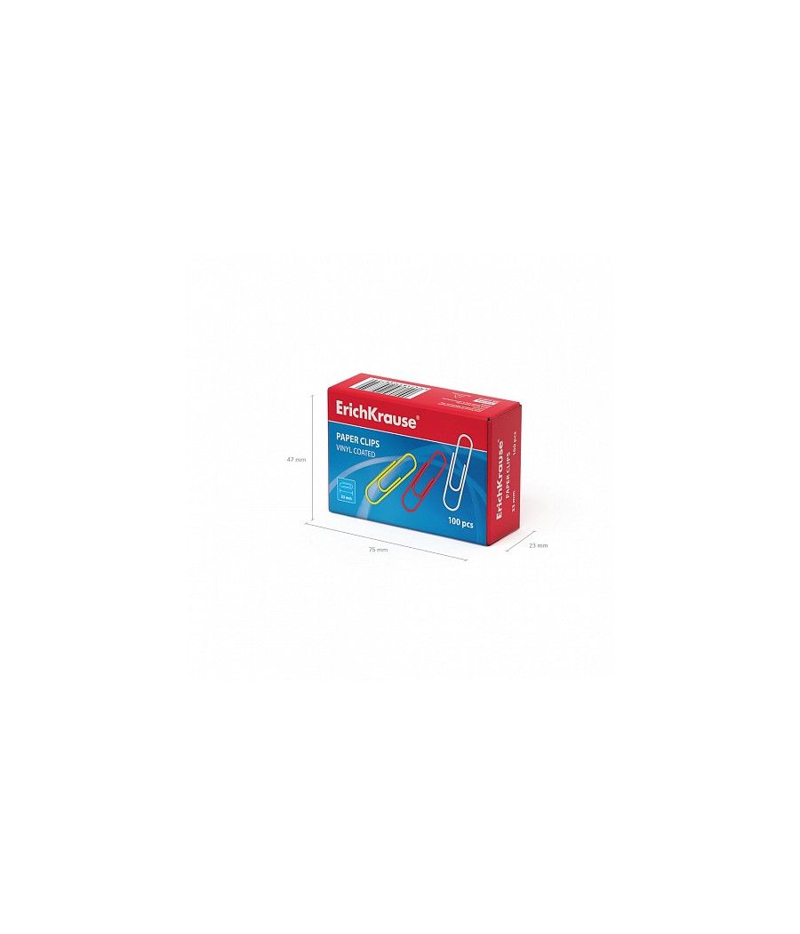 Caja 100 clips de papel recubiertos de vinilo 33mm, coloured erich krause 24872