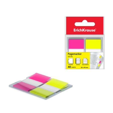 Blister 40 marcapaginas neon 25x44mm 2 colores amarillo/rosa erich krause 31181