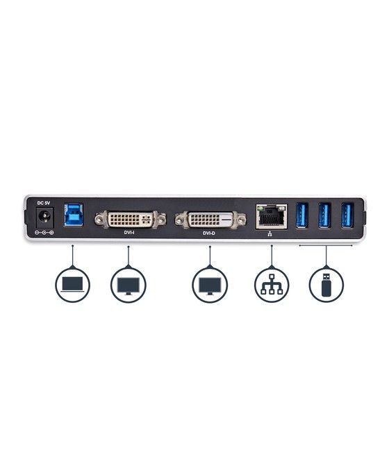 StarTech.com Docking Station USB 3.0 para Dos Monitores con DVI y Soporte Vertical - Imagen 4