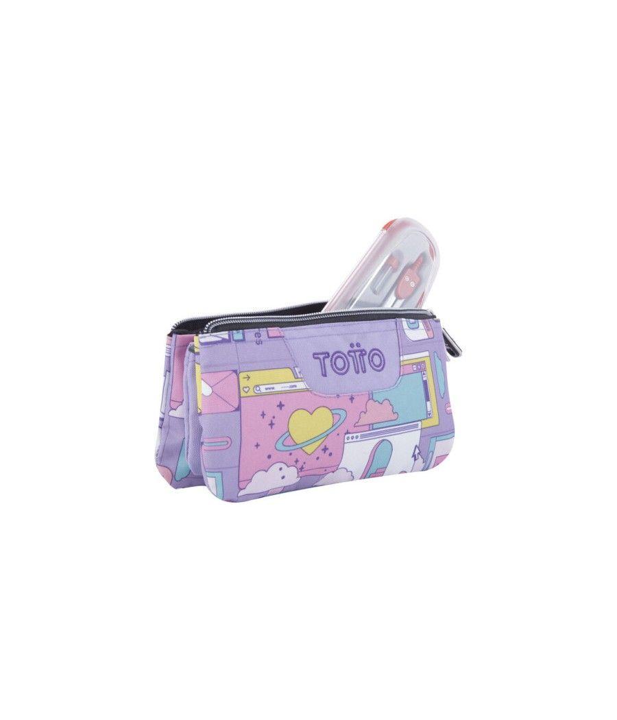 Estuche escolar tres compartimentos morado ciber - tablero totto ac52eco012-2210z-2qi