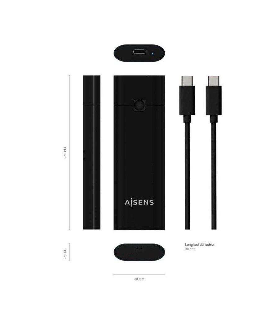 Caja externa para disco ssd m.2 nvme aisens asm2-020b/ usb 3.1 gen2/ sin tornillos