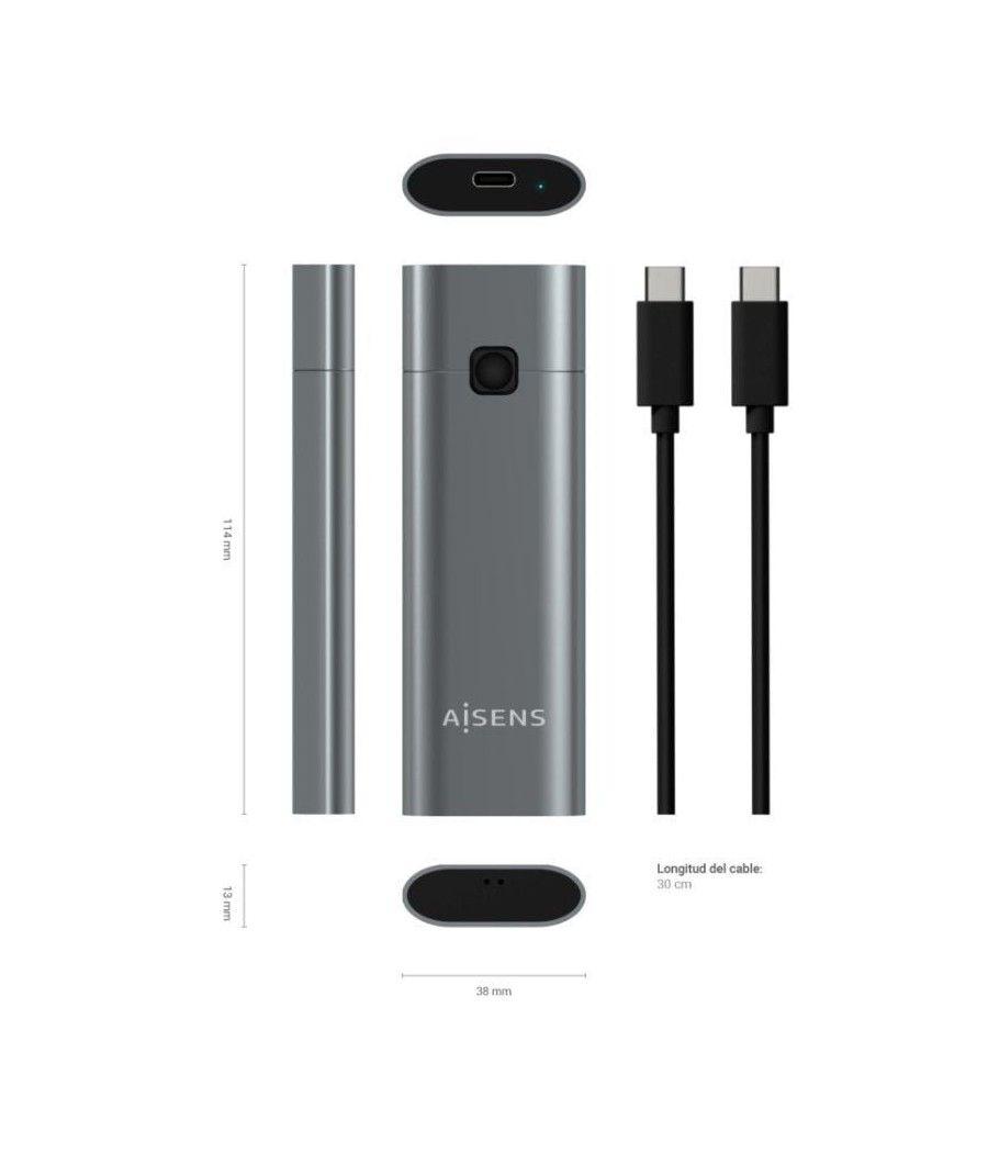 Caja externa para disco ssd m.2 nvme aisens asm2-021gr/ usb 3.1 gen2/ sin tornillos