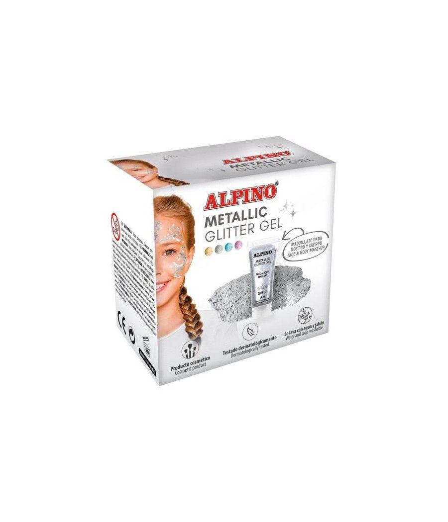 Alpino gel con purpurina metallic glitter caja 6u plata