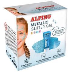 Alpino gel con purpurina metallic glitter caja 6u azul