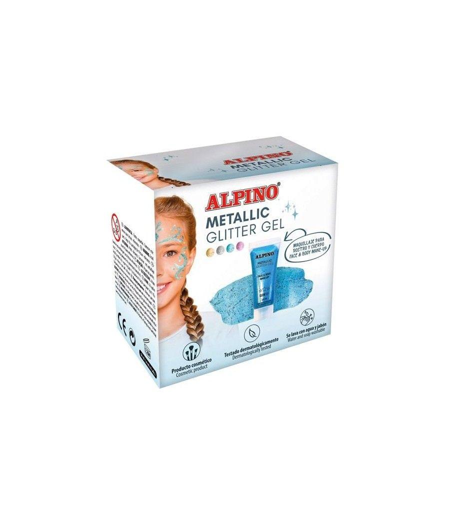 Alpino gel con purpurina metallic glitter caja 6u azul