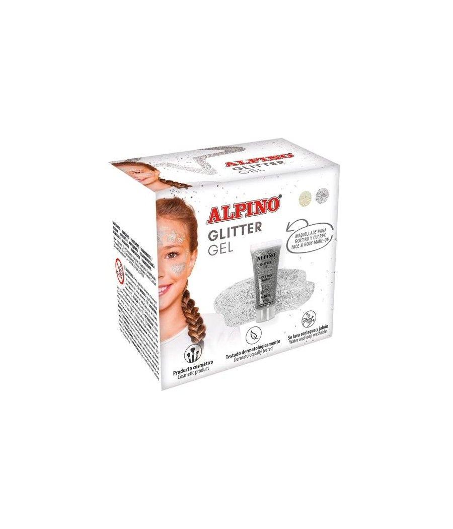 Alpino gel transparente con purpurina glitter caja 6u plata