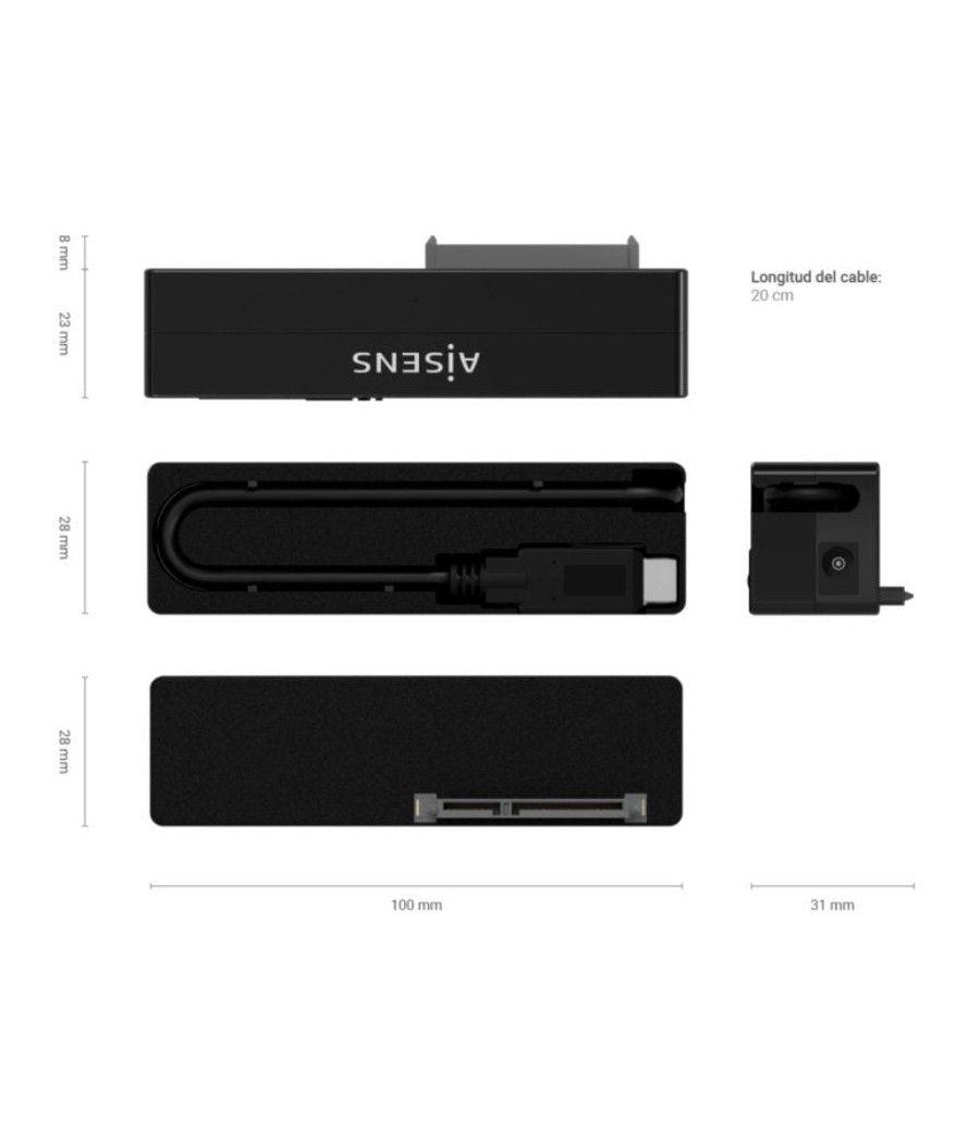 Adaptador para discos duros 2.5'/3.5' aisens ase-35c02b/ usb tipo-c - sata/ con alimentador
