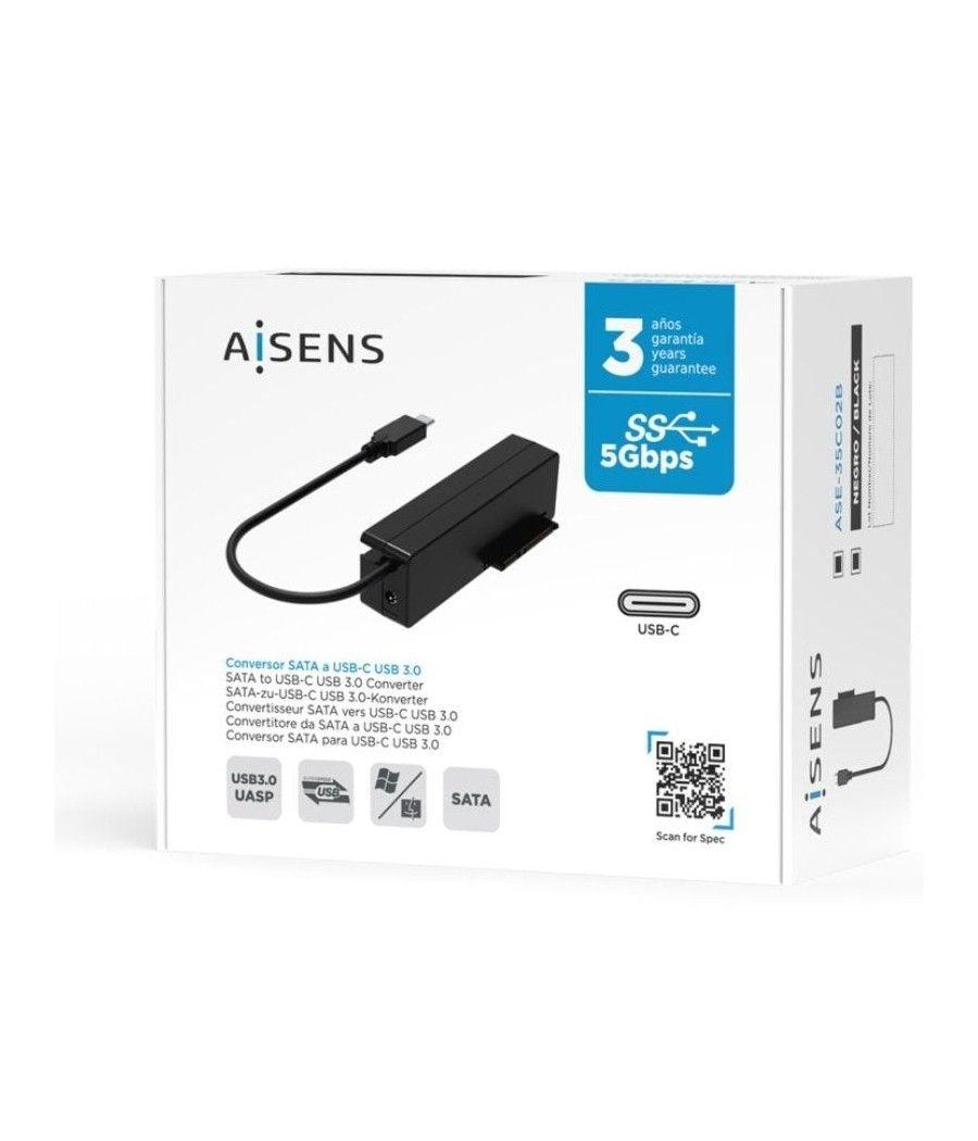 Adaptador para discos duros 2.5'/3.5' aisens ase-35c02b/ usb tipo-c - sata/ con alimentador