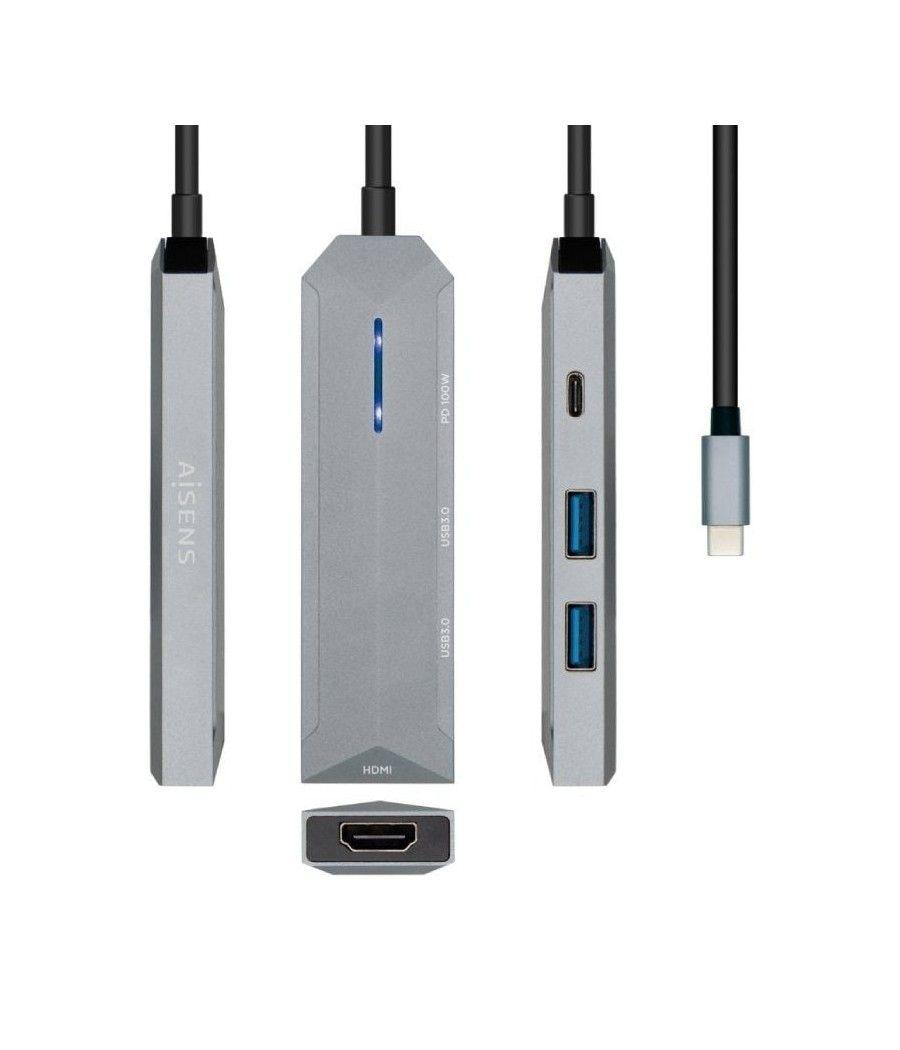 Docking usb 3.2 tipo-c aisens asuc-4p002-gr/ 1 hdmi/ 2 usb/ usb pd/ gris